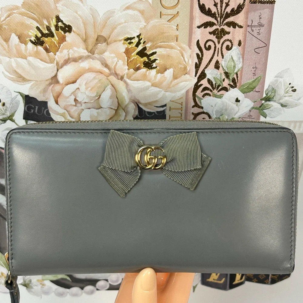 GUCCI GG Marmont Japan Exclusive Ribbon Zip Around  Wallet 😍 - Picture 10 of 17